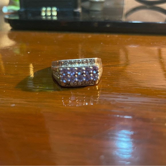 Chuck Clemency Sterling Silver Round Cut Tanzanite & Spinel Ring Size 10.75 - Picture 4 of 4